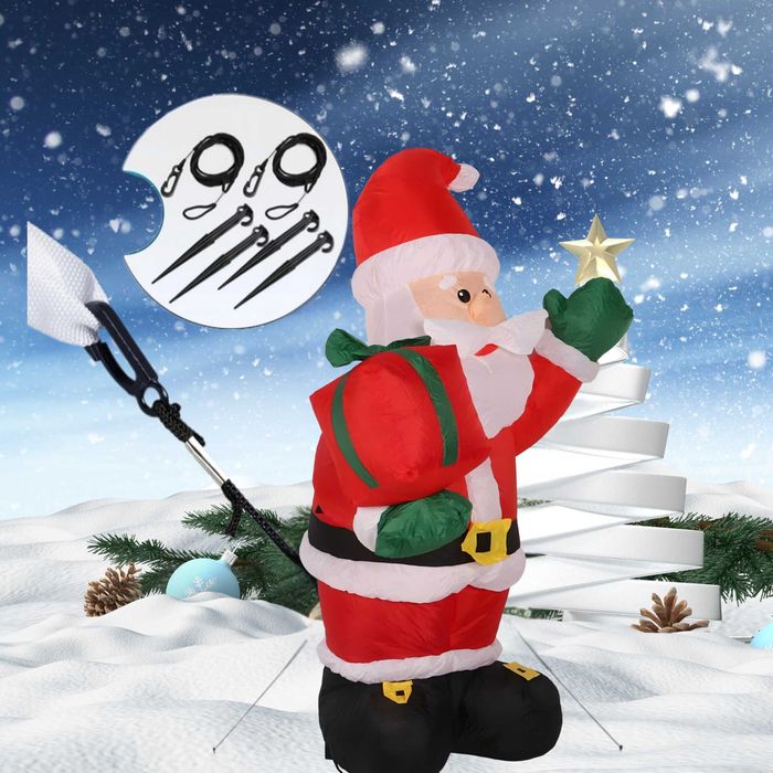 Dmuchany Mikołaj Dekoracja Świąteczna LED Ozdoba Ogrodowa 135cm