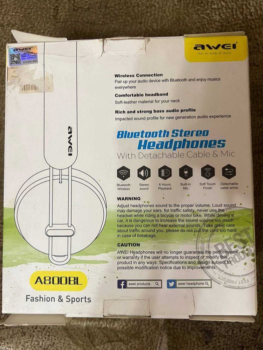Навушники Awei A800BL  Gray Bluetooth