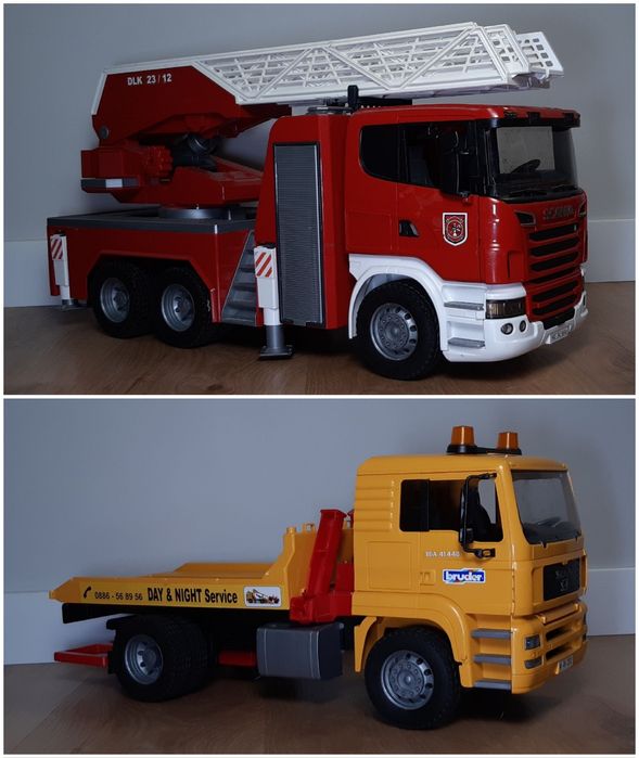 Bruder пожежна машина та евакуатор