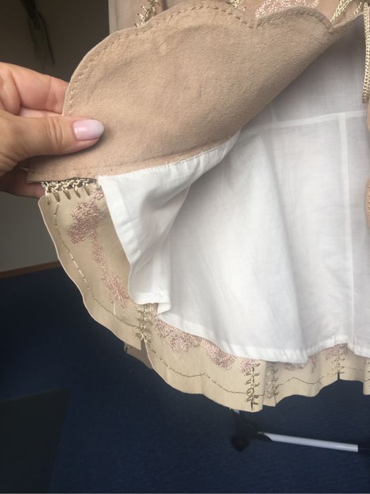 Żakiet beżowy ze skóry zamszowej rozm. S/XS - STAN IDEALNY