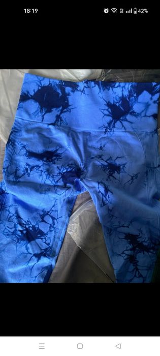 Legginsy push up modelujące sylwetkę wysoki stan XS S 34 36 niebieskie