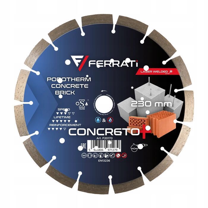 Tarcza Diamentowa Ferrati Concreto Plus 230Mm Do Cięcia Betonu Zbrojo