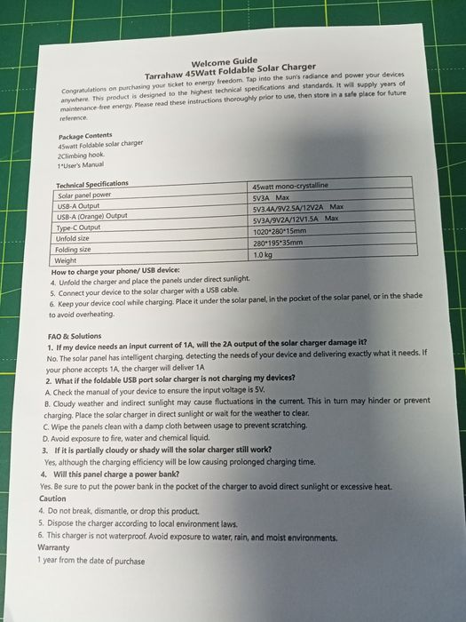 Солнечная панель 45W