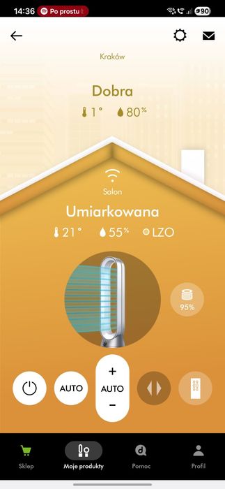 Oczyszczacz powietrza z went. DYSON Purifier Cool PC2 De-NOx Wifi