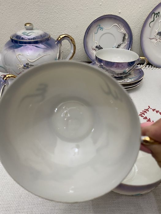 Servico porcelana/casquinha de ovo chines cor lilaz esfumado