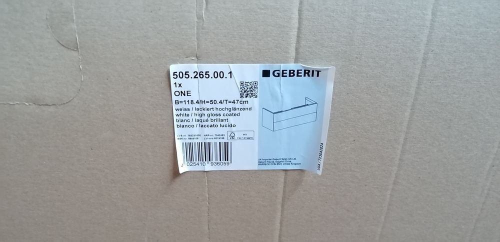 2 móveis p/lavatório Geberit ONE - 2 gavetas - branco alto brilho - 11