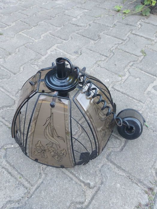 Lampa z lat 90 z witrażami szklana