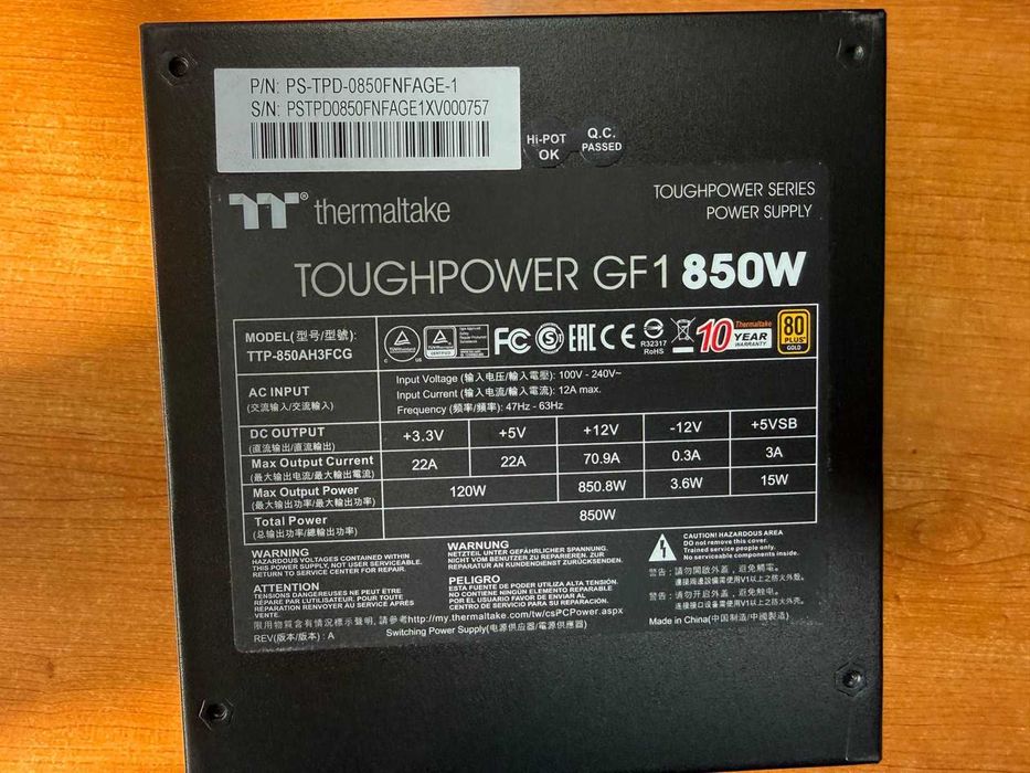 Fonte Thermaltake Toughpower GF1 850W 80+ Gold modular - com caixa