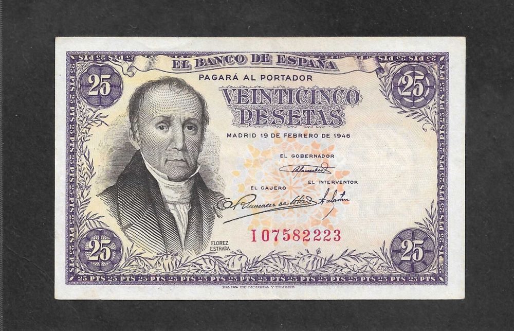 Nota de Espanha - 25 pesetas 1946