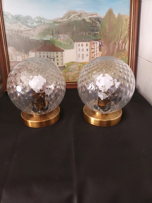Par de candeeiros de mesa + oferta de castiçal cristal