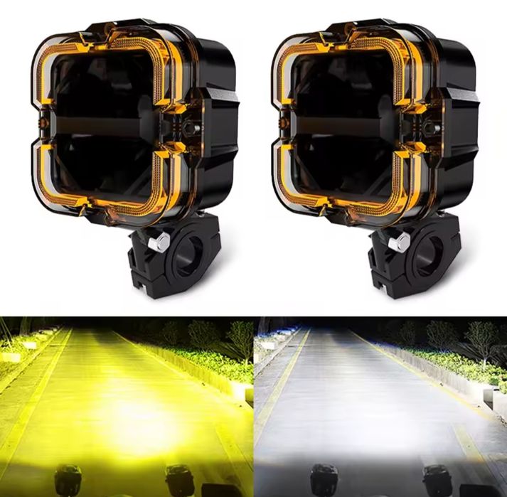 Lampy Halogeny LED do Motocykla 4 cale 65W 6 w 1 Strobo kpl 2szt Homol