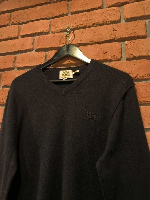 Sweter Juicy Couture Kaszmir Logo Serek Damski Czarny