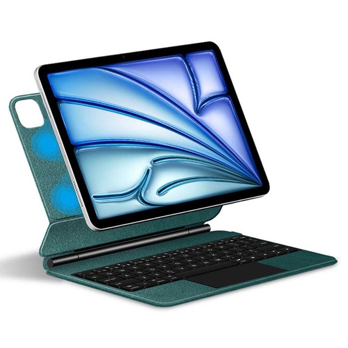 Zielone Magnetyczne Etui Klawiatura TouchPad do iPad Air 13 2024