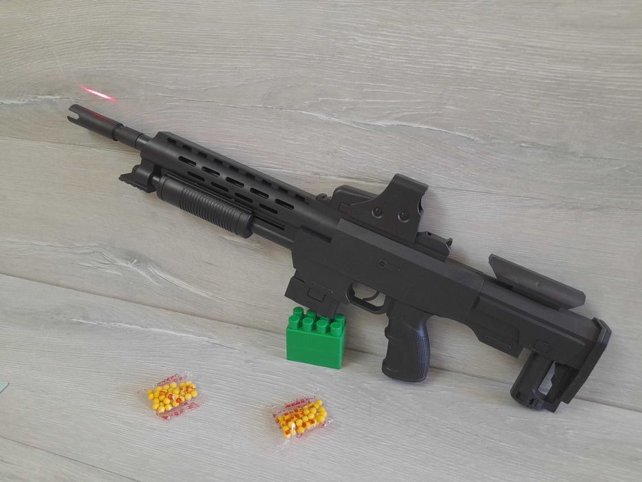 Автомат на пульках, Арт 915, длинна 57см, лазер на батарейках,