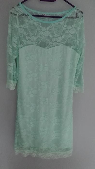 Sukienka miętowa koronkowa