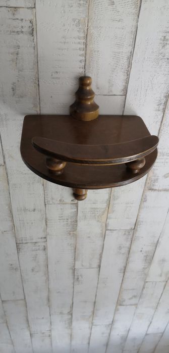 Ładny drewniany ścienny kwietnik - PRL