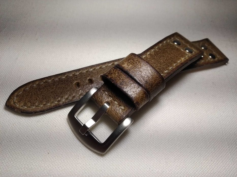 Pasek skórzany do zegarka 20 / 18 mm skóra Full Grain , szybki montaż