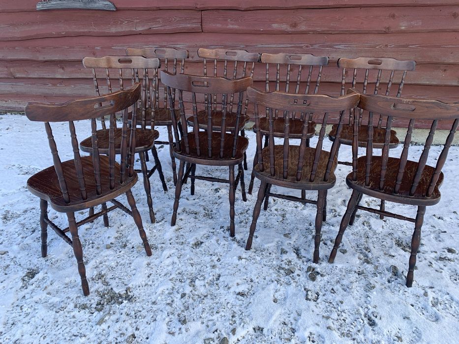 Krzesło krzesla szczebelkowe drewniane 9 sztuk