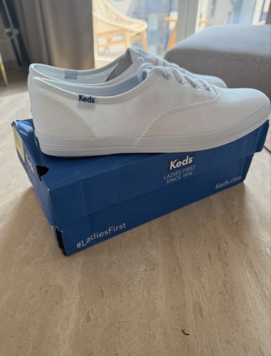 Białe buty tenisówki Keds champion white canvas