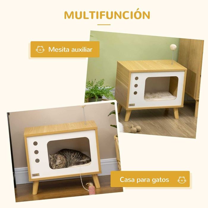 NOVO - Casa para gatos 2 em 1 – Refúgio + Móvel Decorativo 50x28x43cm