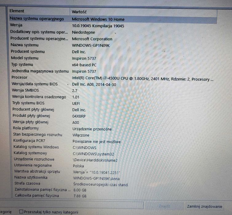 Dell Inspiron Purple 17" 5737 i7-4500U/8GB, HDD 512, Gratisy! Okazja!