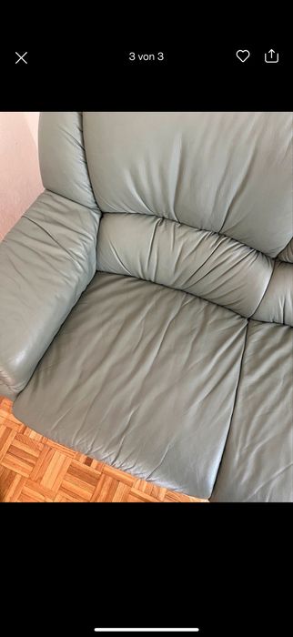 Шкіряний диван сіро зелений кольор