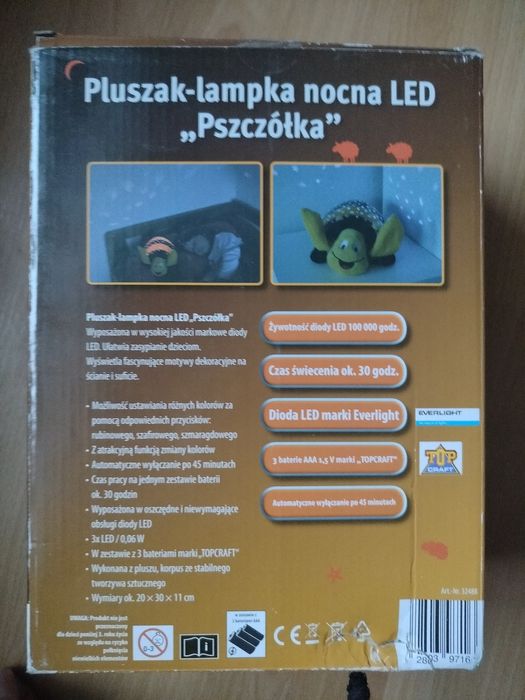 Lampka nocna  z projektorem pszczoła