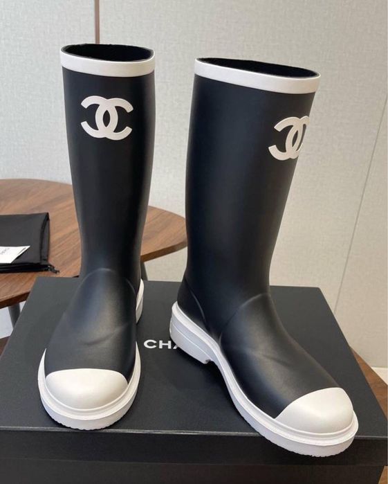 Сапоги резиновые розовые Chanel Шанель 38,39