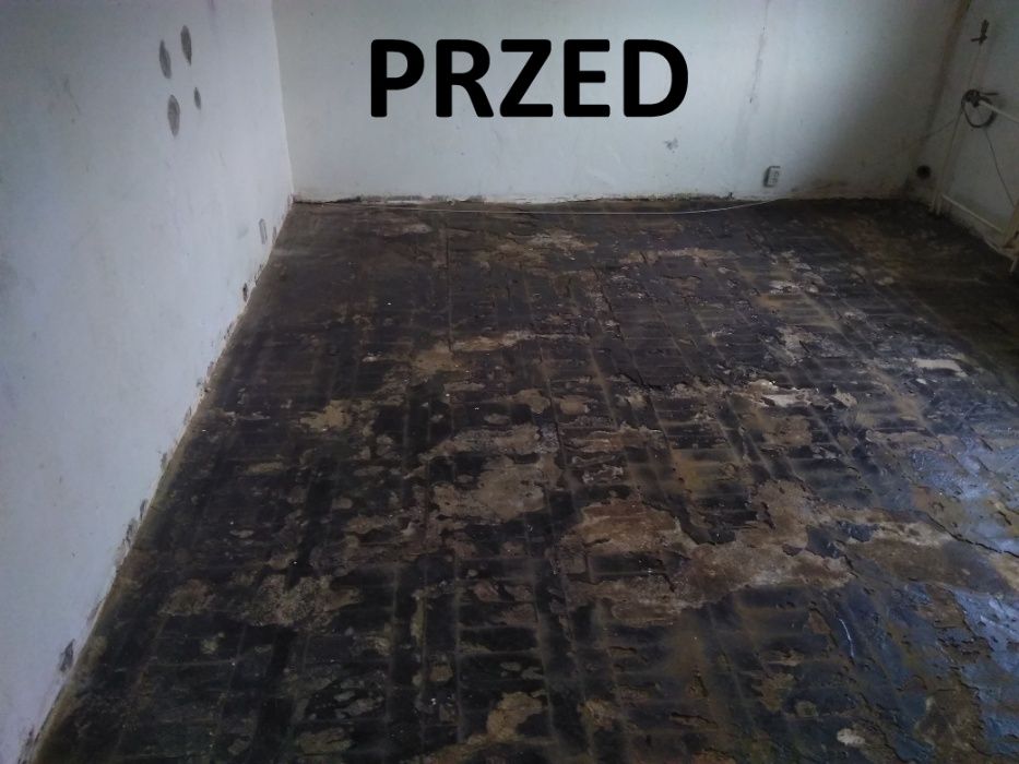 Usuwanie kleju po parkiecie, subitu, lepiku, lentexu, PCV, smoły