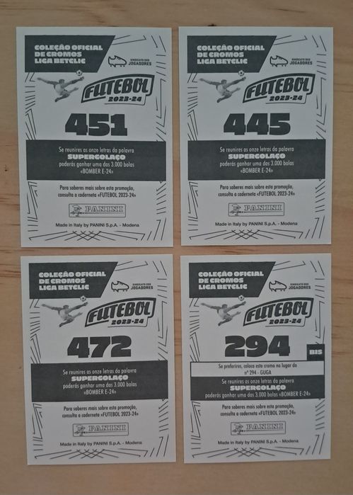 4 Cromos Bis/Atualizacao Liga Portuguesa da Panini