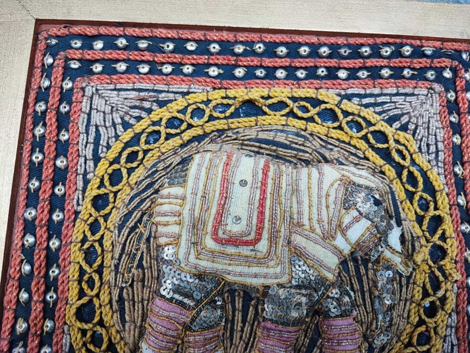 Przedwojenny gobelin,kilim,Birma,oprawiony w ramie