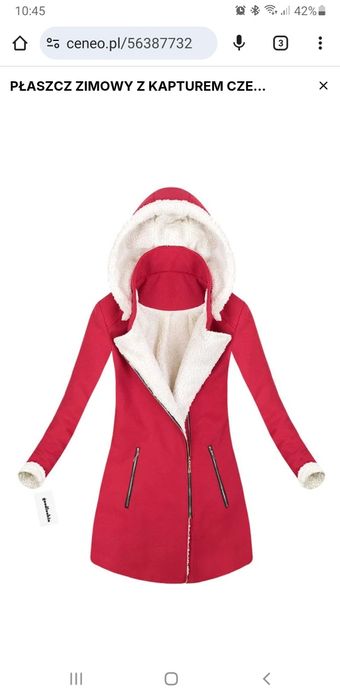 Nowy czerwony płaszcz zimowy