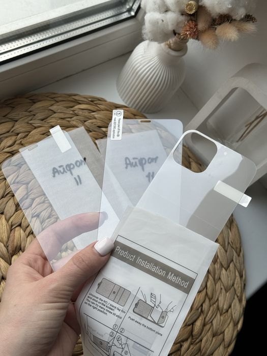 5 чехлів на айфон 11 + 2 скла та плівка на задню панель