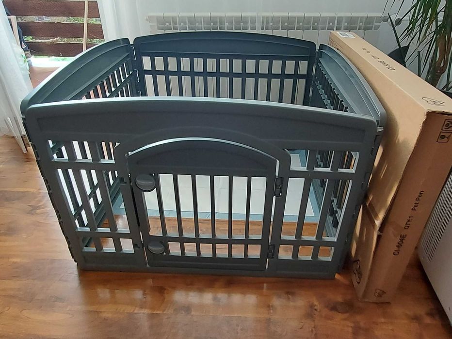 Kojec Zagroda dla psa szczeniąt szary 91x91x60 cm Iris Ohyama