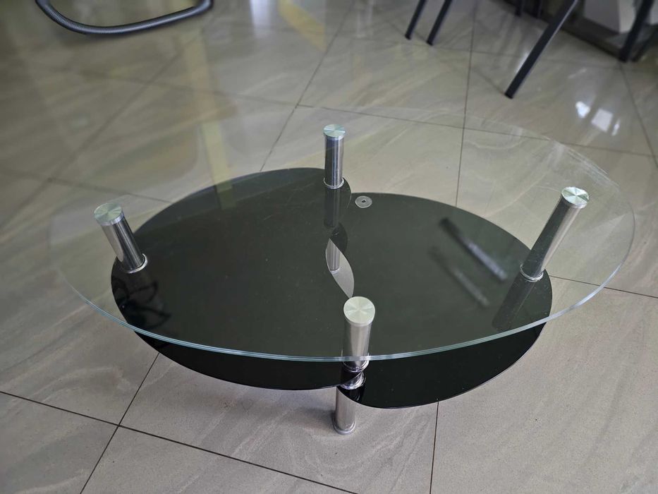 Nowoczesna ława, szklany stolik kawowy z 2 półkami