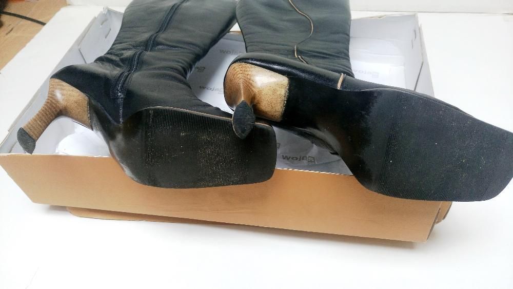 buty zimowe skórzane kozaki na obcasie LIZARD rozm 40 wkładka 27,5 cm