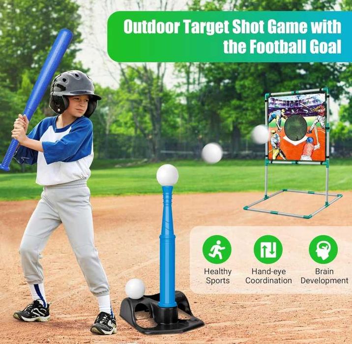 Gra w baseball zestaw treningowy dla dzieci tarcza kij piłki wyrzutnia