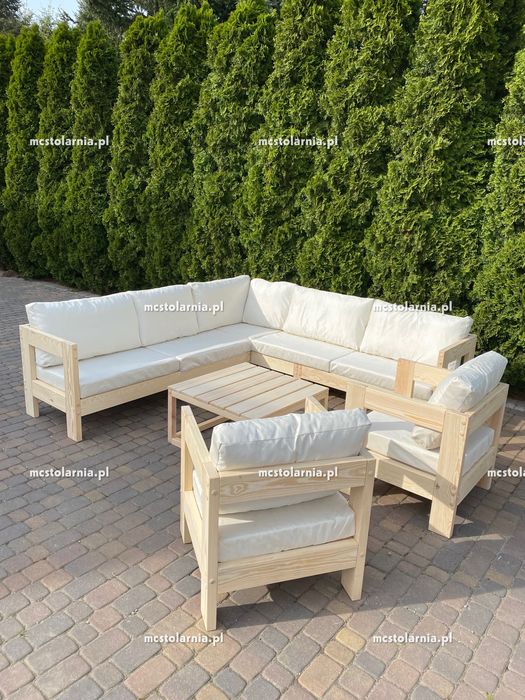 Naroznik ogrodowy pod wymiar z drewna poduszki ogrodowe