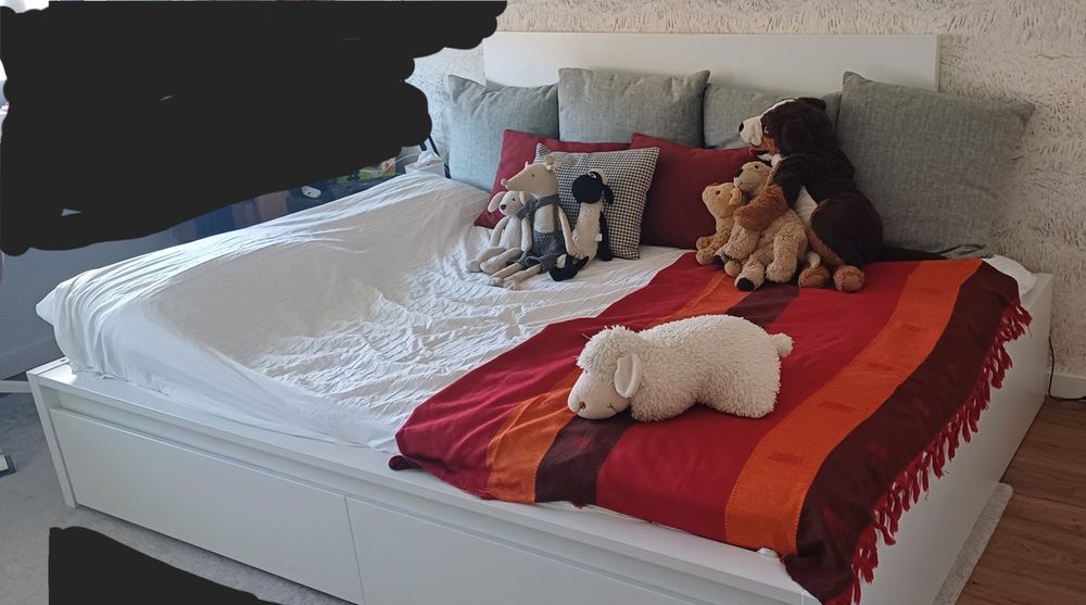 Cama malm ikea com arrumação, estrado e colchão