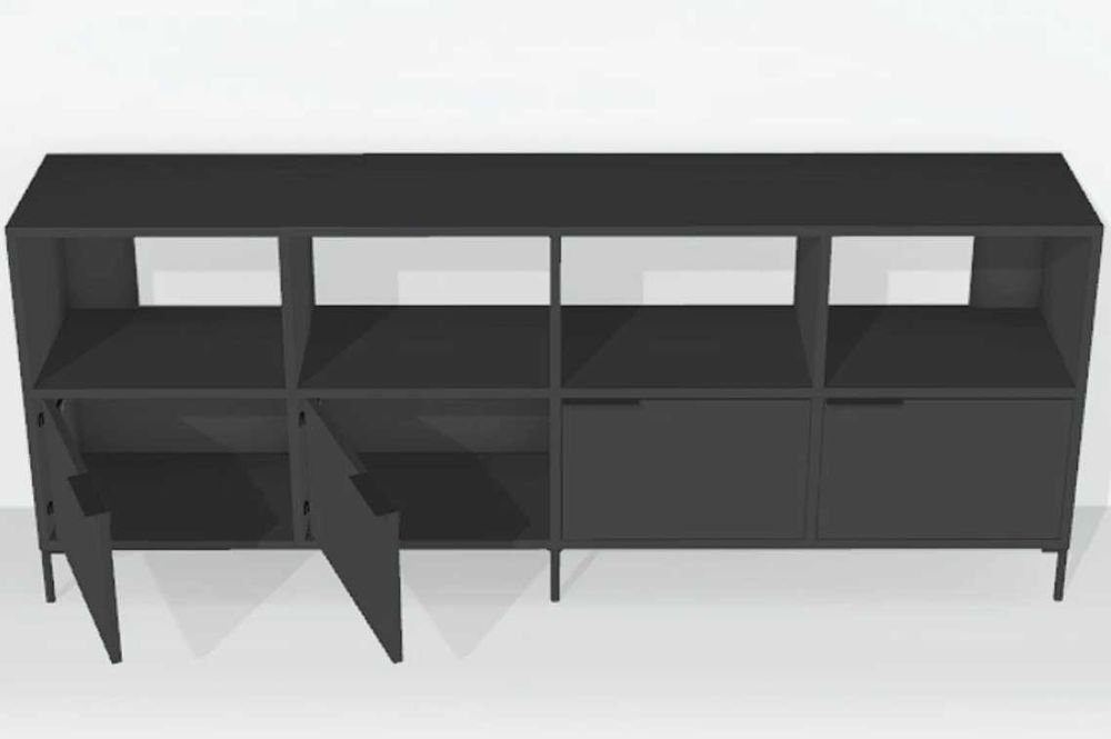 Meble Tylko - nowa szafka RTV, Type02 – Black Matt, 180x73x32 cm