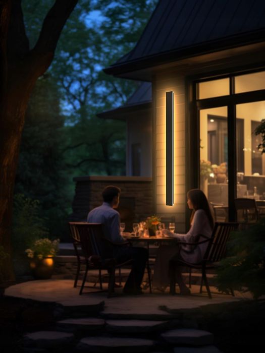 długi kinkiet villa wall light czarny ip65 48w 150cm