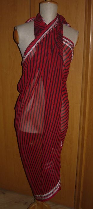 Pareo plaża 194x105 czerwono-czarne