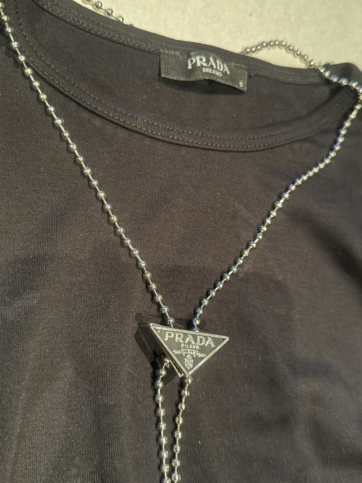 Czarny longsleeve bluzka Prada XS S łańcuszek
