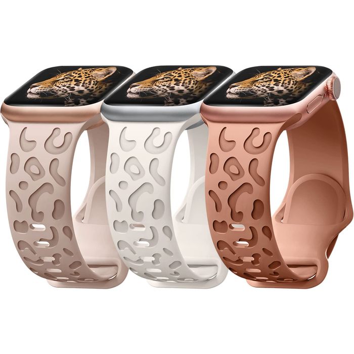Zestaw 3 pasków silikonowych do Apple Watch 38-49 mm panterka