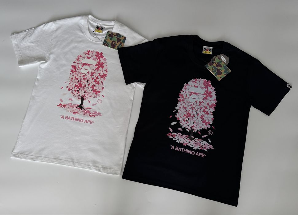 !!!РОЗПРОДАЖ!!! Футболка Bape Сакура, чорна та біла/S/M/L/XL