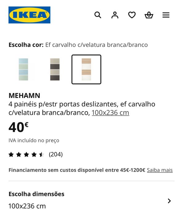 Paineis Portas MEHAMN Roupeiro Ikea - NOVAS