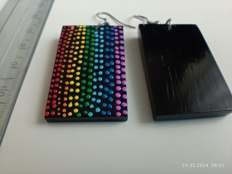 Kolczyki wiszące tęczowe