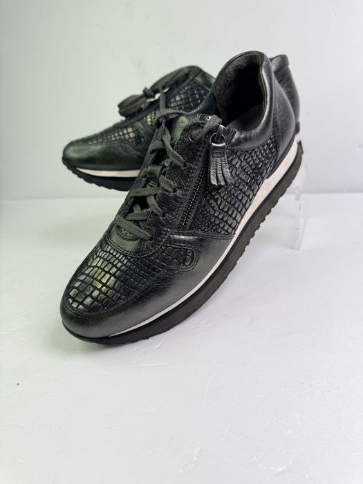 Sneakersy skórzane zielone Gabor r.40 styl casual komfortowe