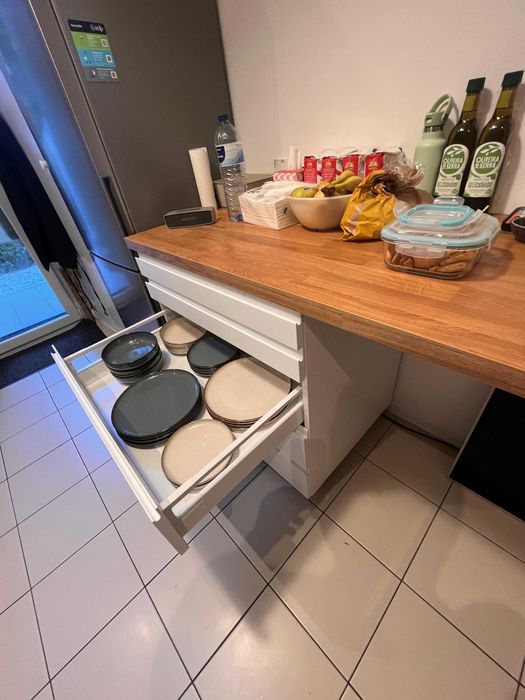 Módulos de cozinha IKEA METOD brancos + bancada carvalho – como novos