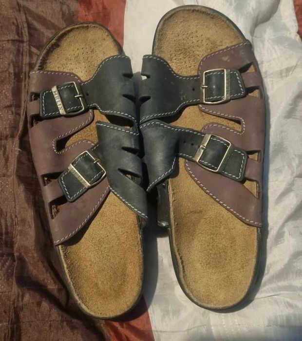 Klapki skórzane r. 47 męskie skóra sandały brązowe czarne